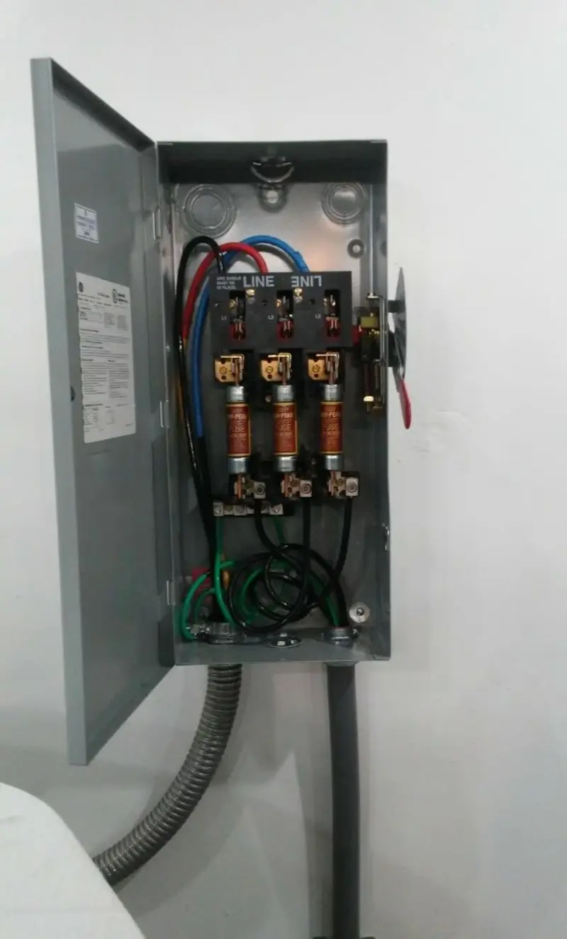 Three-phase disconnect switch installed for Electrical Wiring & Rewiring in West University Place